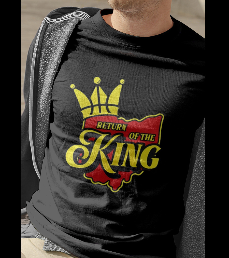 Return Of The King LeBron James Cleveland Cavaliers Basketball Crown Ohio Map T-Shirt