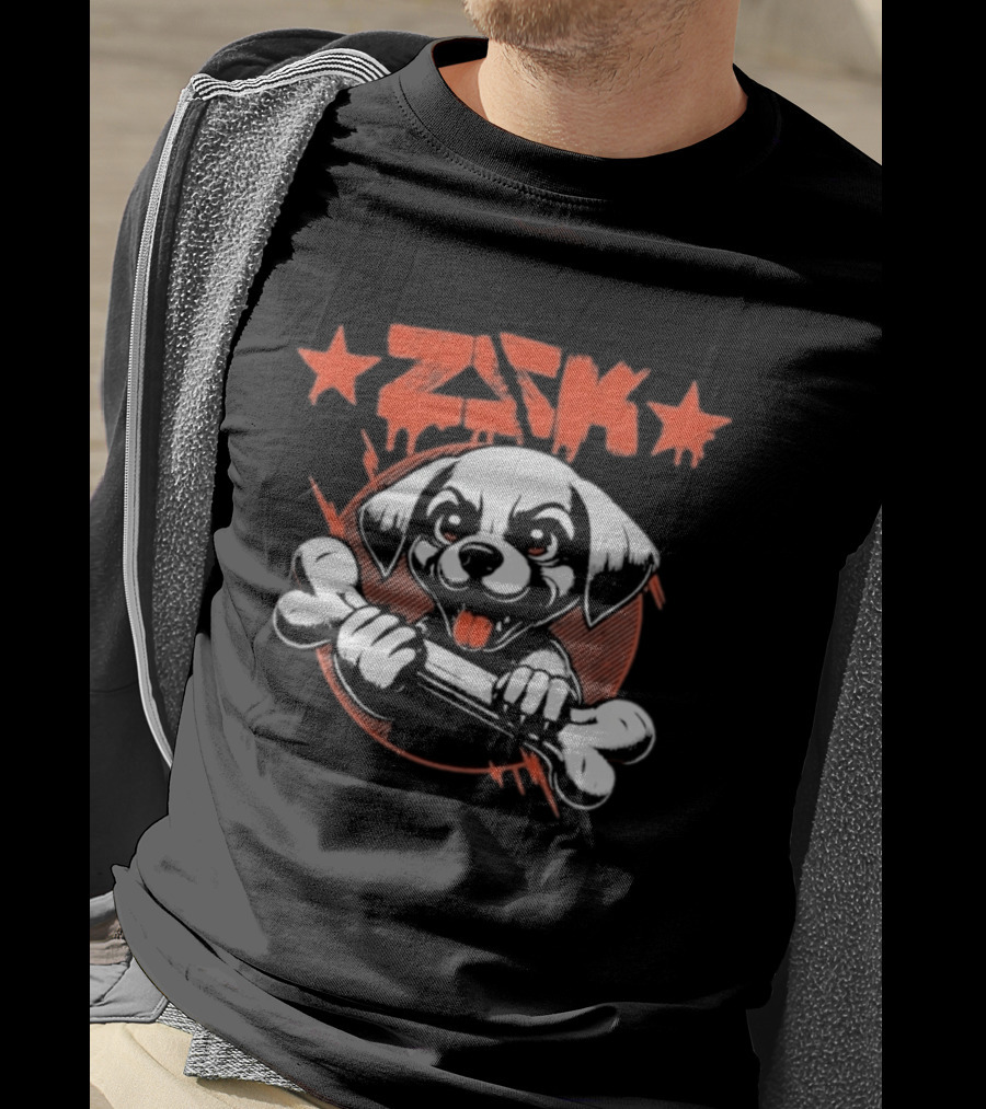 ZSK Welpe Dog Holding Bone With Stars T-Shirt