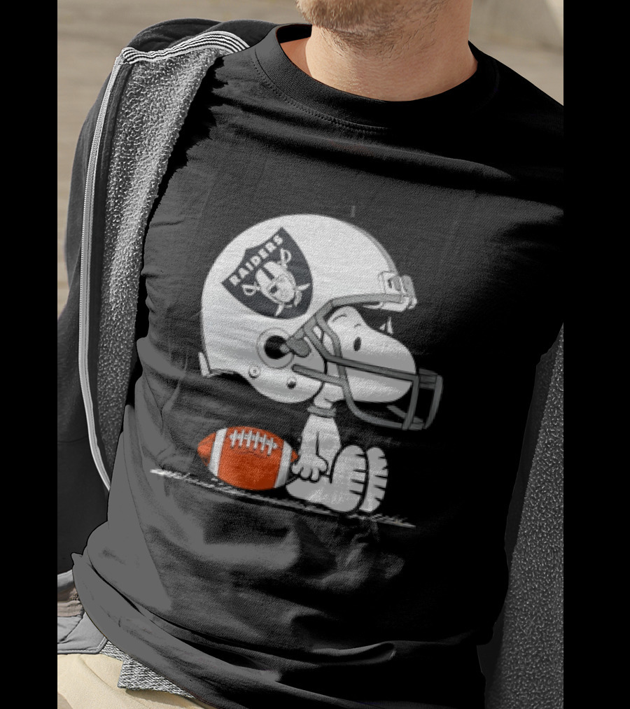Snoopy Las Vegas Raiders Football Helmet Collaboration Peanuts NFL T-Shirt