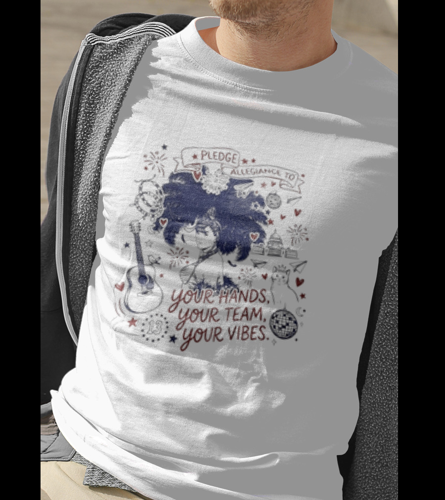 Pledge Allegiance To Your Hands Your Team Your Vibes Music Peace Love Decor T-Shirt