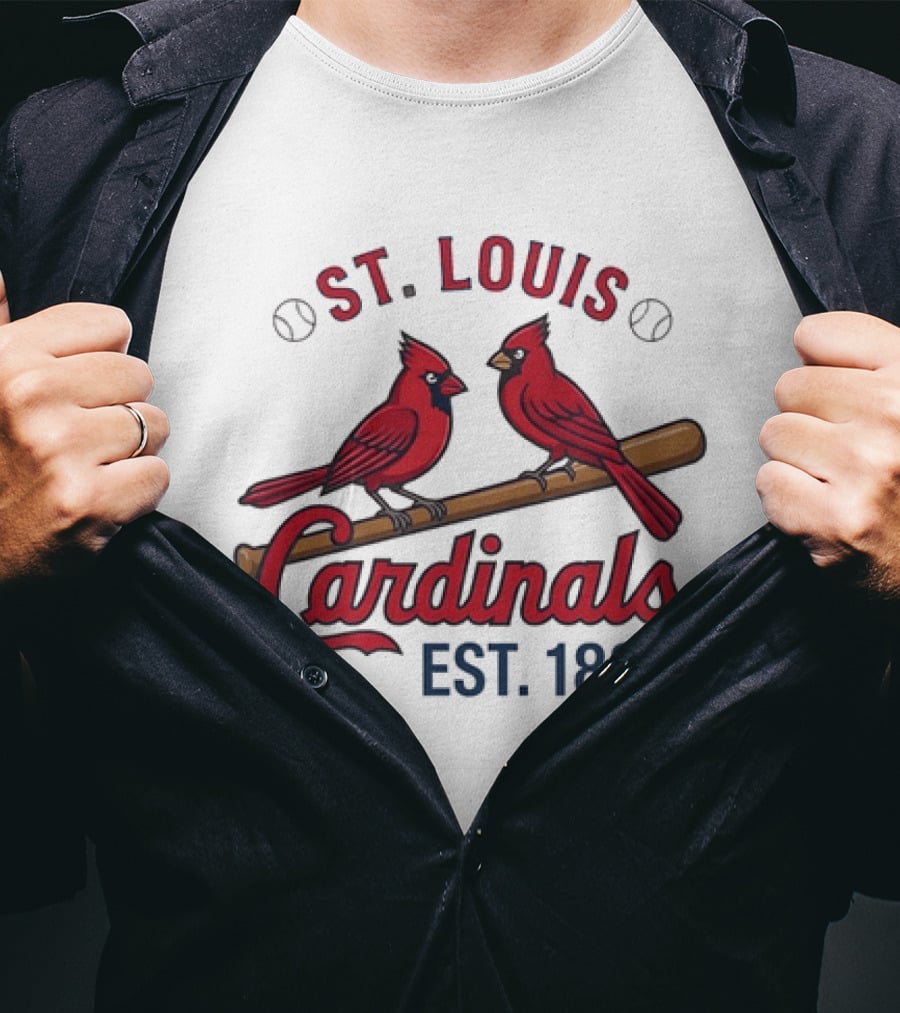 St Louis Cardinals Est 1882 Two Birds On Bat MLB Team T-Shirt