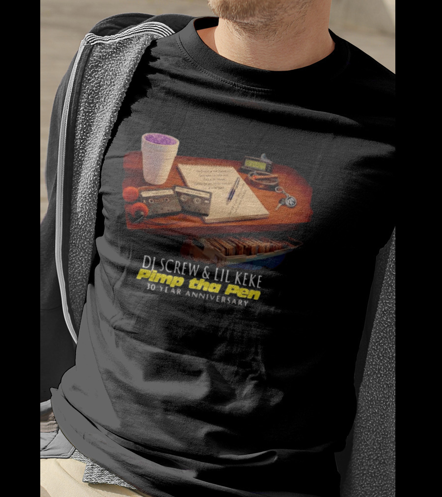 DJ Screw Lil Keke Pimp Tha Pen 30 Year Anniversary Cassette Deck Cup And Notes T-Shirt