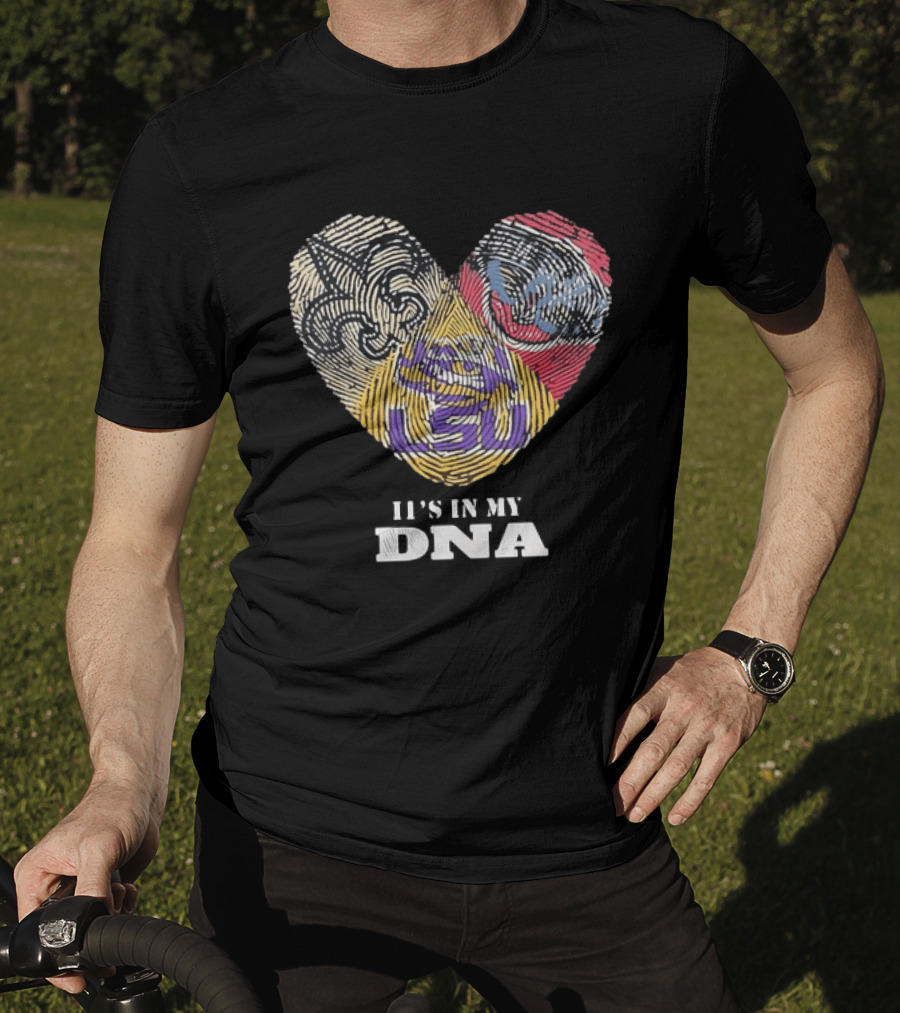 LSU New Orleans Saints It's In My DNA Fingerprint Heart T-Shirt