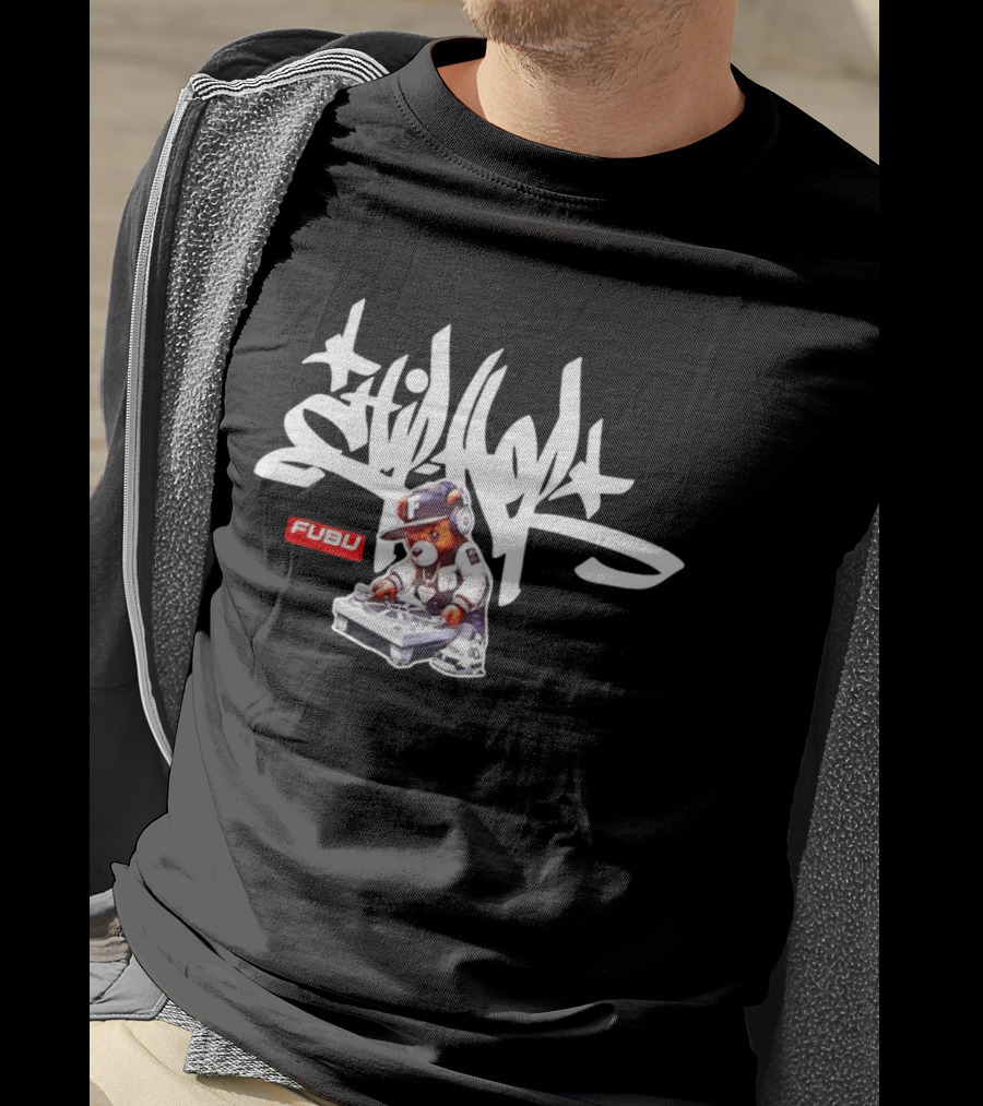 FUBU DJ Bear Still Rollin Hip Hop Scratching Records T-Shirt