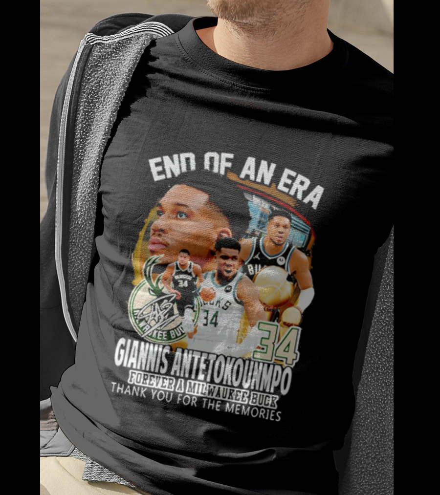 End Of An Era Giannis Antetokounmpo Milwaukee Bucks Thank You For The Memories T-Shirt