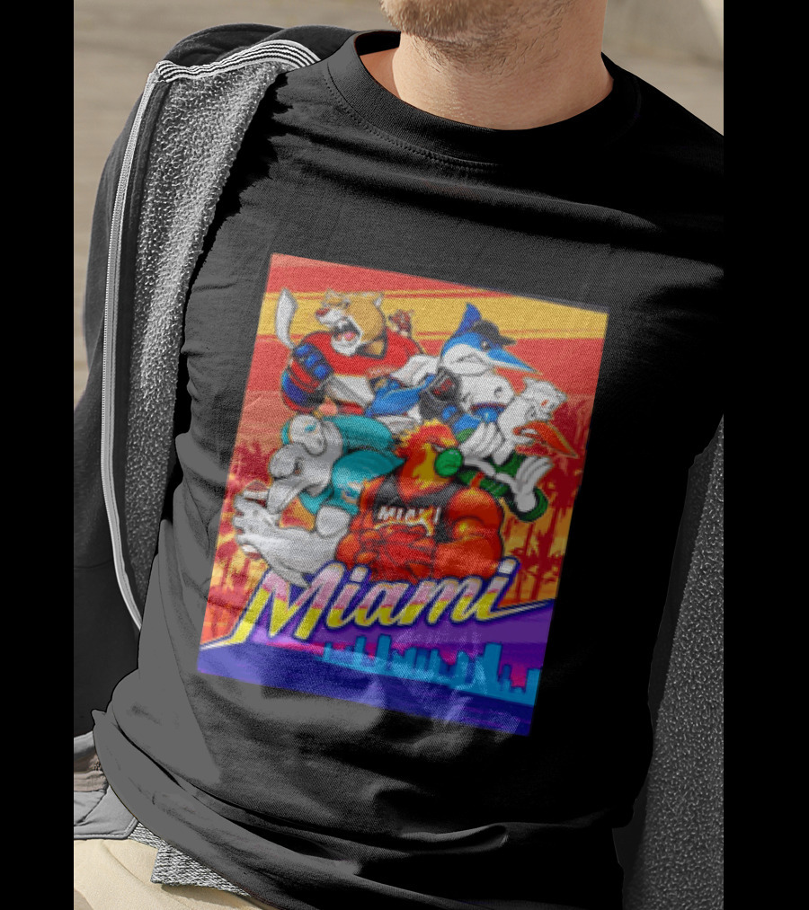 Miami Sports City Team Mascots Collage T-Shirt