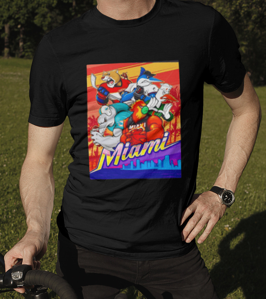 Miami Sports City Team Mascots Collage T-Shirt