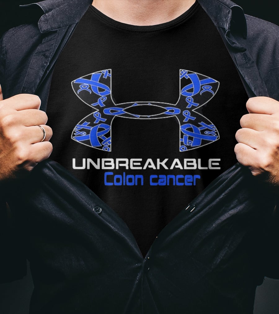 Unbreakable Colon Cancer Under Armour Blue Ribbon Awareness T-Shirt