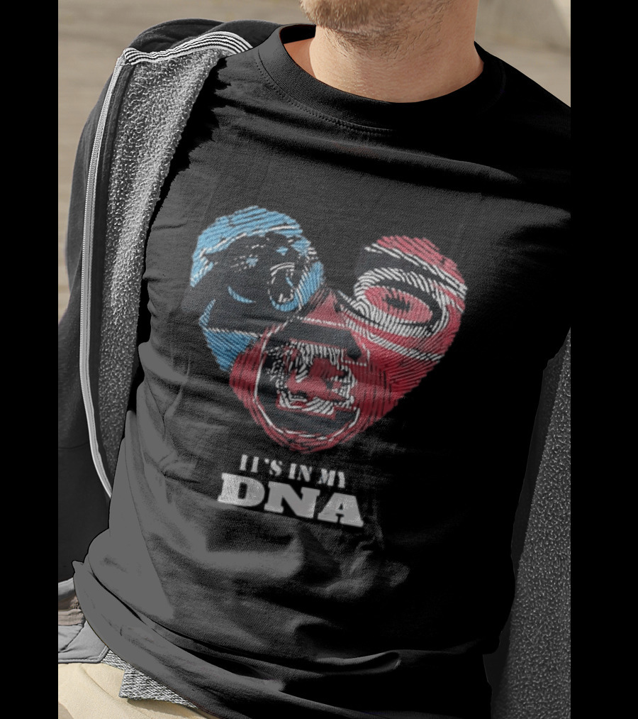 It's In My DNA Carolina Panthers Kansas City Chiefs Heart Shaped Fingerprint T-Shirt