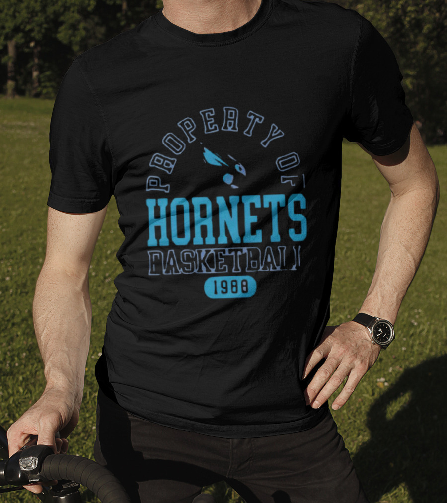 Property Of Hornets Basketball 1988 Teal Vintage Sports T-Shirt