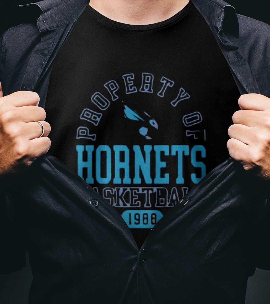 Property Of Hornets Basketball 1988 Teal Vintage Sports T-Shirt