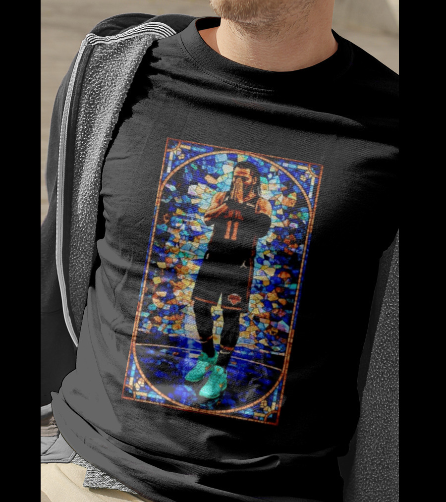 Jalen Brunson 11 New York Knicks Stained Glass Prayer NBA T-Shirt