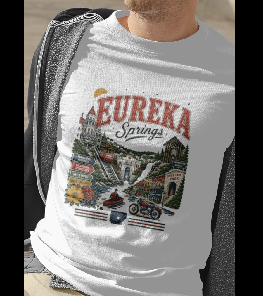 Eureka Springs Crescent Hotel Thorncrown Chapel Victorian Downtown Onyx Cave Basin Park Great Outdoors Art Music T-Shirt