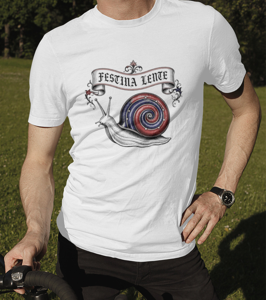 Festina Lente Latin Motto Snail Spiral T-Shirt