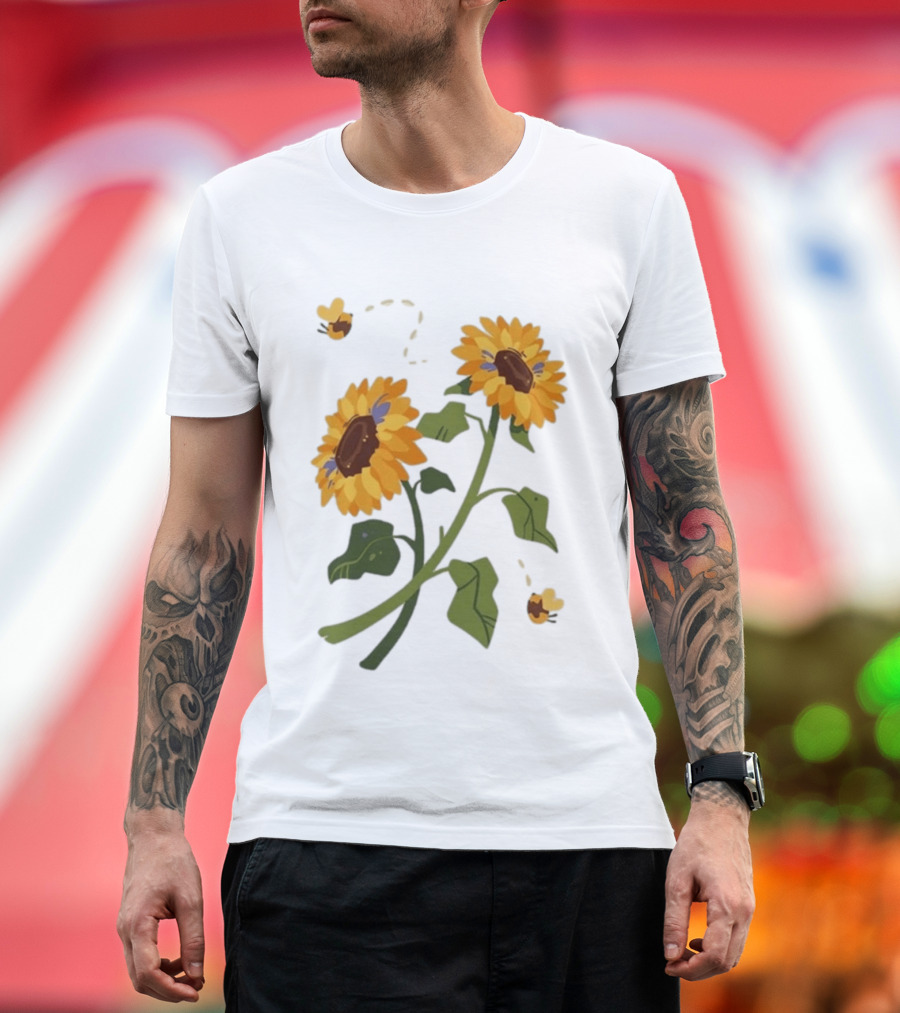 Sunflower Good Times With Sunflowers Bees And Scar Suowers T-Shirt