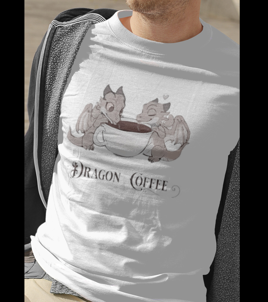 Syphon Brewed Dragon Coffee Fantasy Art Dual Dragons Cup T-Shirt