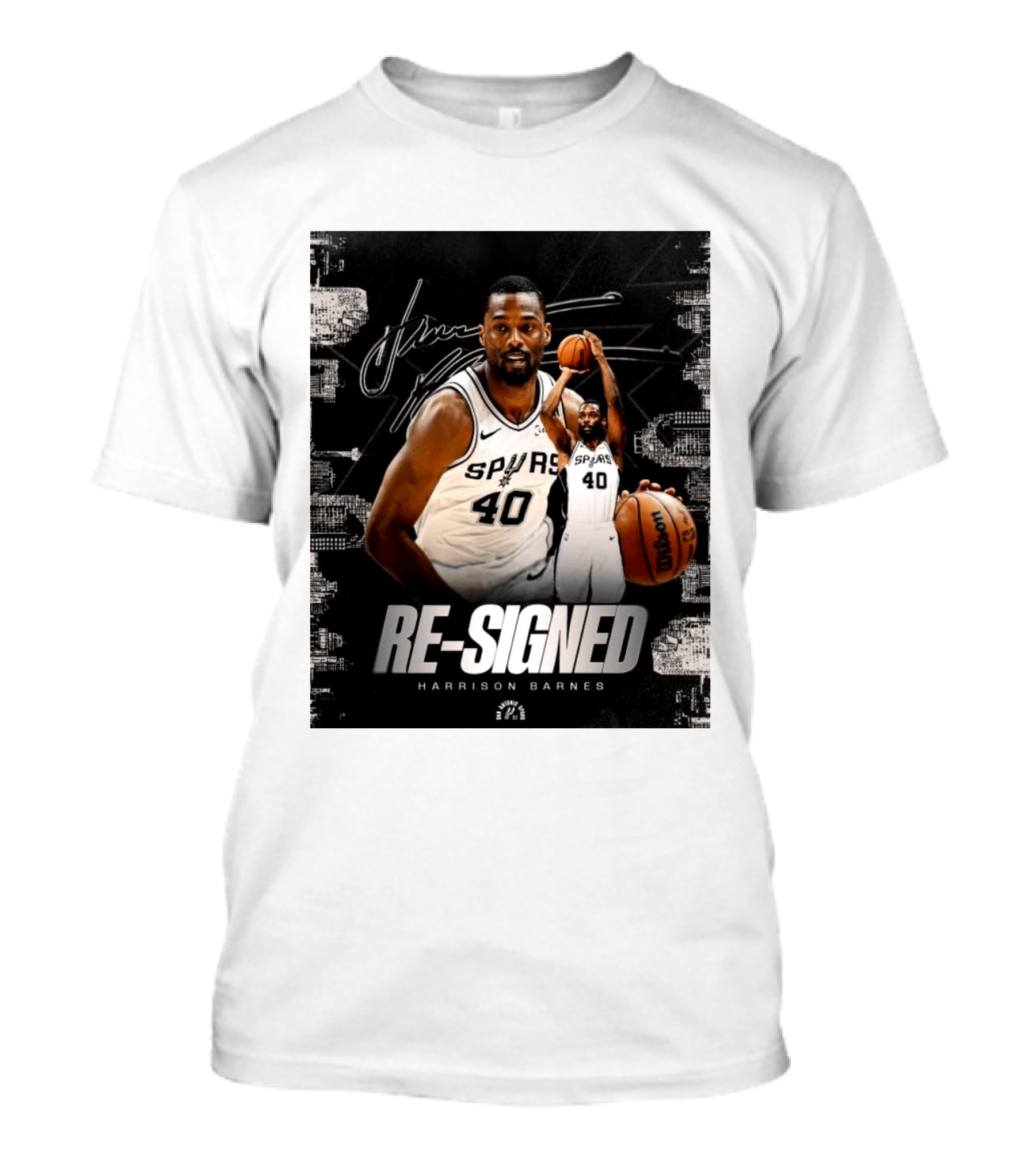 Re Signed Harrison Barnes Spurs 40 Basketball Return T-Shirt