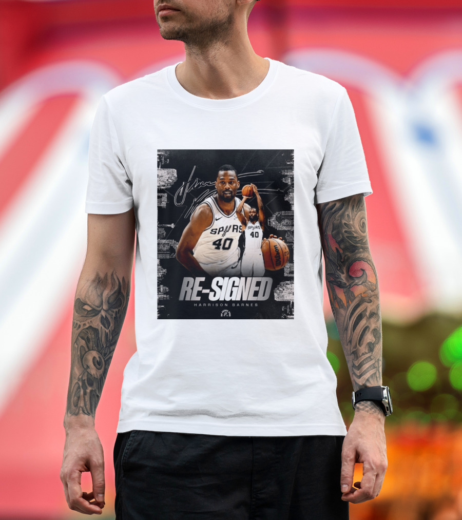 Re Signed Harrison Barnes Spurs 40 Basketball Return T-Shirt