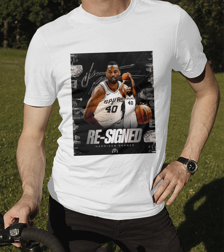 Re Signed Harrison Barnes Spurs 40 Basketball Return T-Shirt