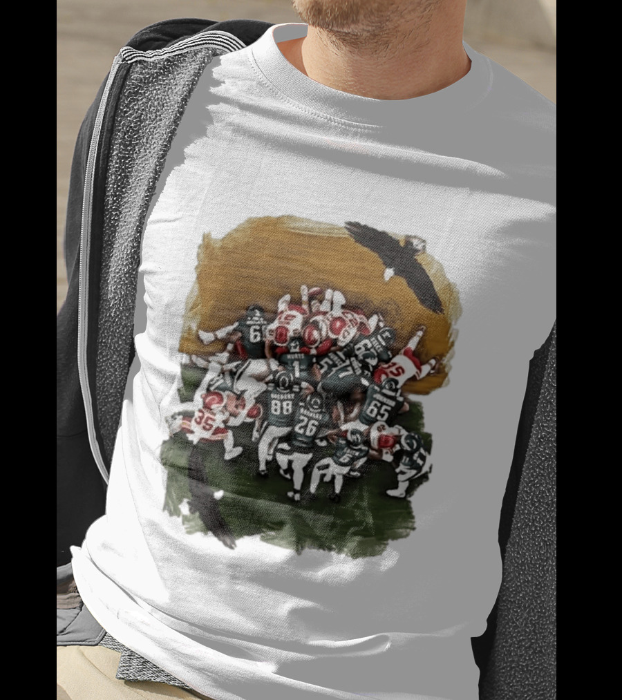 Philadelphia Eagles Tush Push Football Play Action With Team Players And Opponents T-Shirt