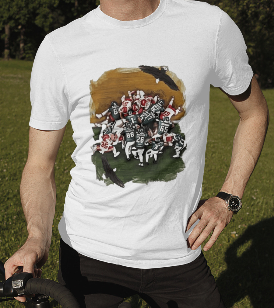 Philadelphia Eagles Tush Push Football Play Action With Team Players And Opponents T-Shirt