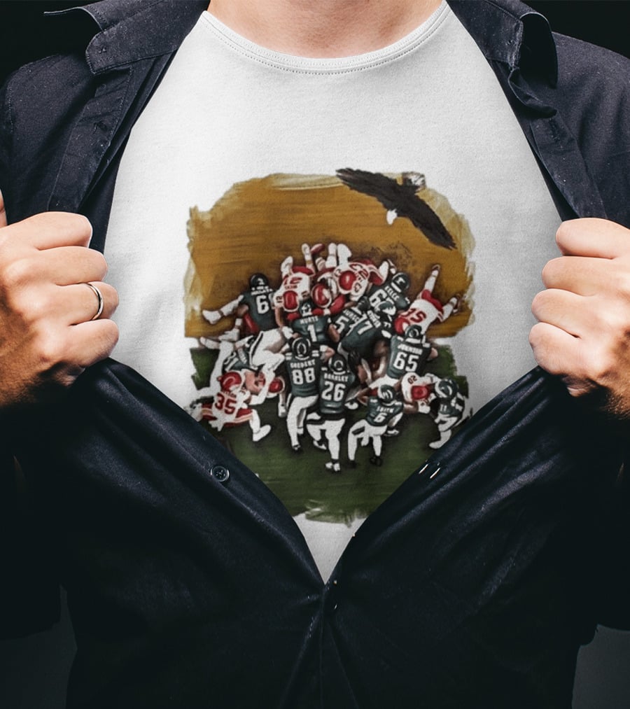 Philadelphia Eagles Tush Push Football Play Action With Team Players And Opponents T-Shirt