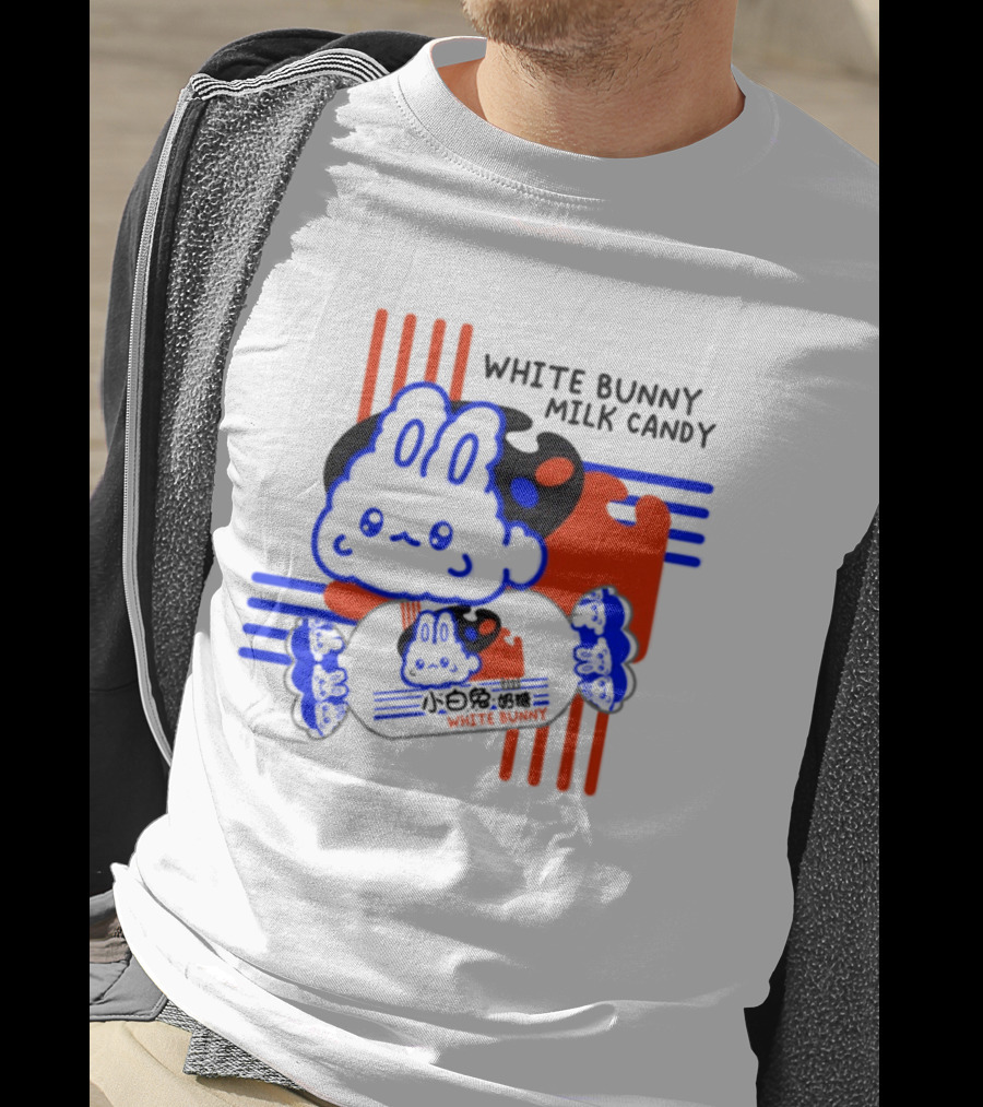 White Bunny Milk Candy Kawaii Asian Snacks Cute Blue Japanese T-Shirt