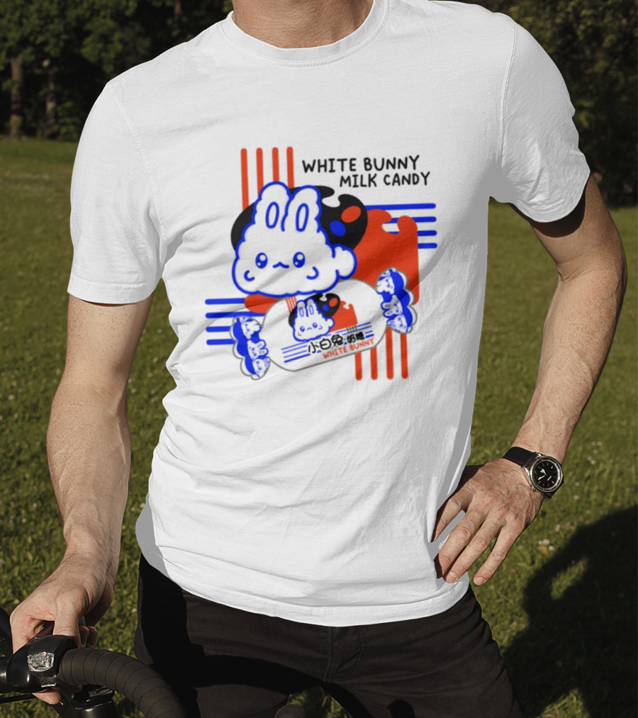 White Bunny Milk Candy Kawaii Asian Snacks Cute Blue Japanese T-Shirt