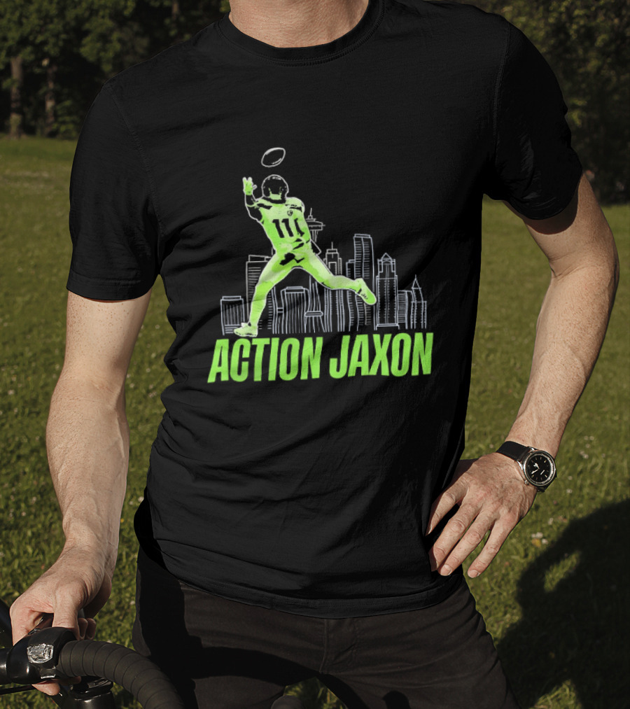 Action Jaxon Seattle Skyline Football Catcher T-Shirt