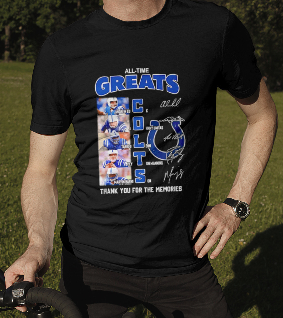 All Time Greats Indianapolis Colts Autograph Signatures Thank You For The Memories T-Shirt