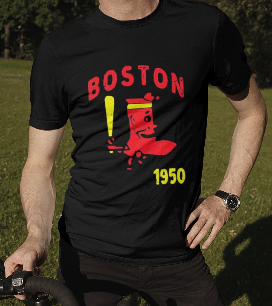 Boston 1950 Baseball Player Boot And Bat T-Shirt