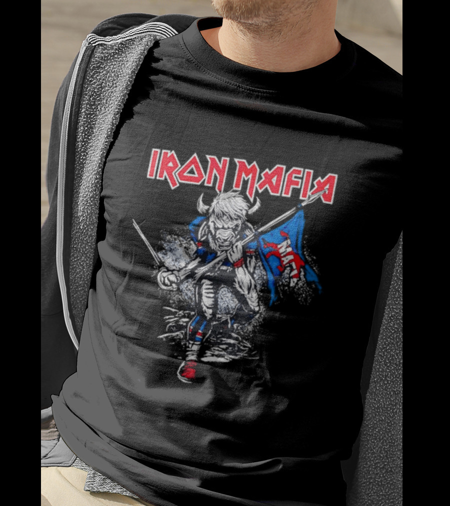 Iron Mafia Buffalo Bull Charging With Flag Buffalo Bills T-Shirt