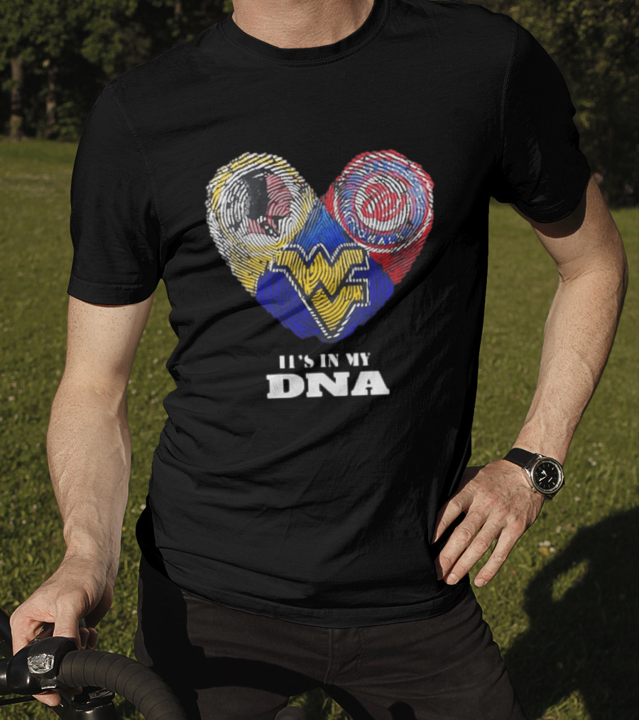 It Is In My DNA West Virginia Mountaineers Washington Commanders Logos Fingerprint T-Shirt