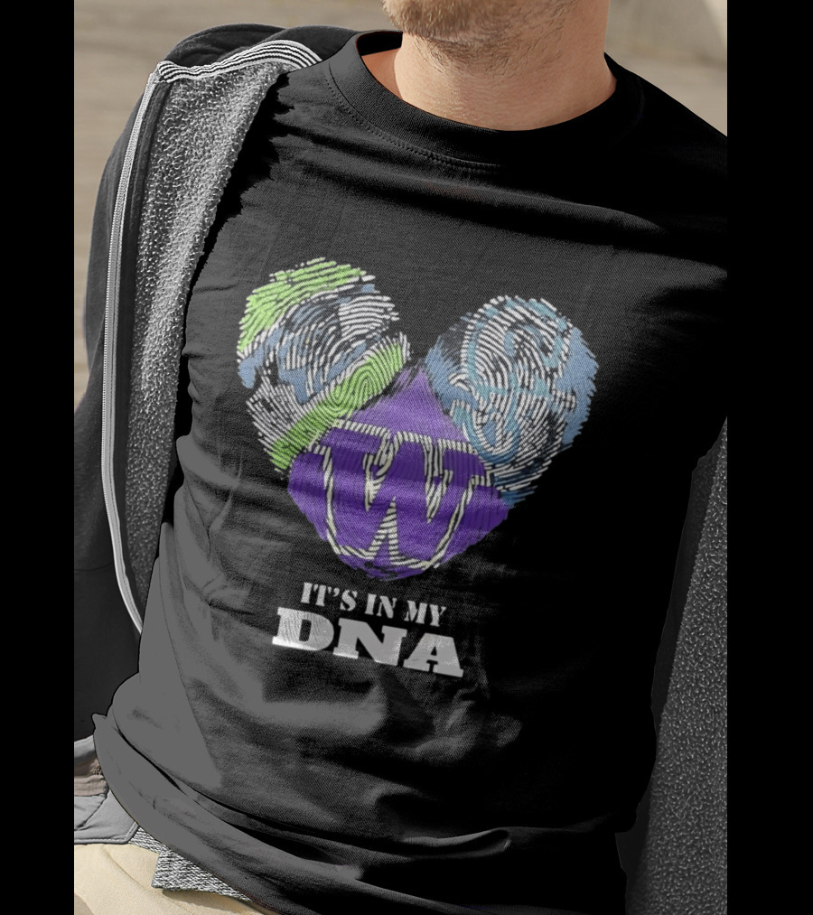 Washington Huskies It's In My DNA Fingerprint Heart T-Shirt