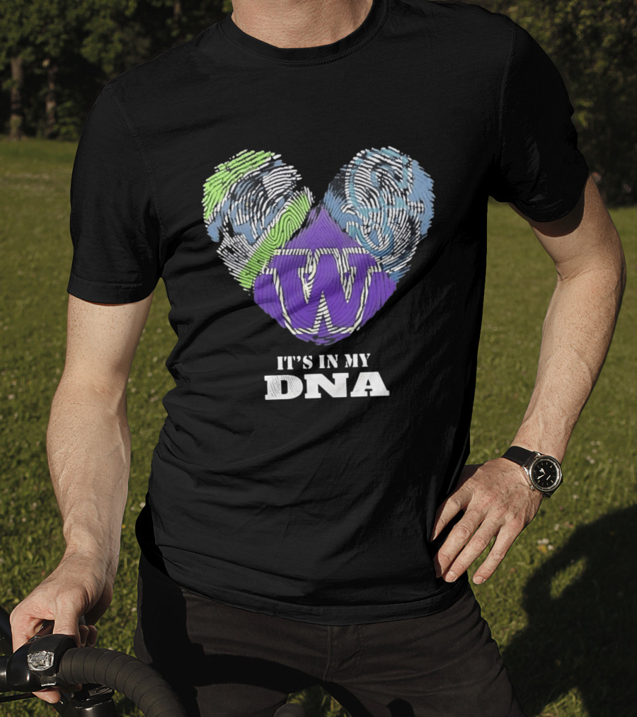 Washington Huskies It's In My DNA Fingerprint Heart T-Shirt