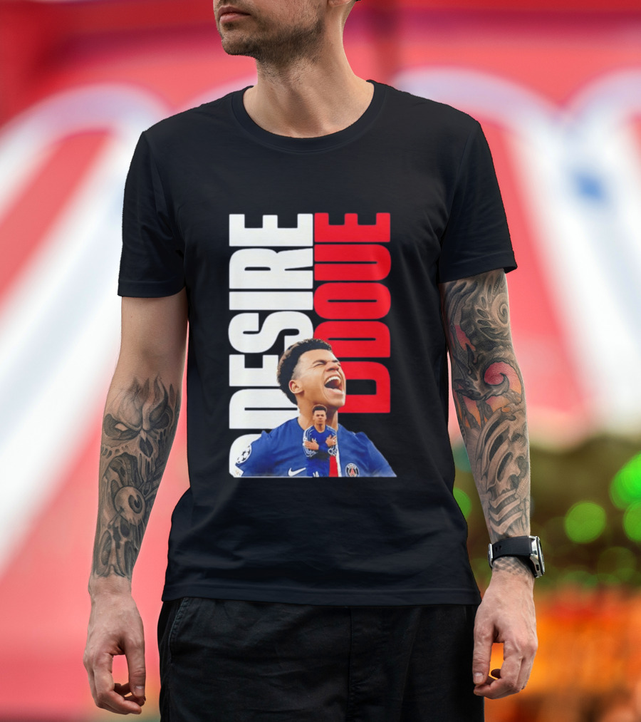 Désiré Doué Celebrating PSG Paris Saint Germain Player T-Shirt
