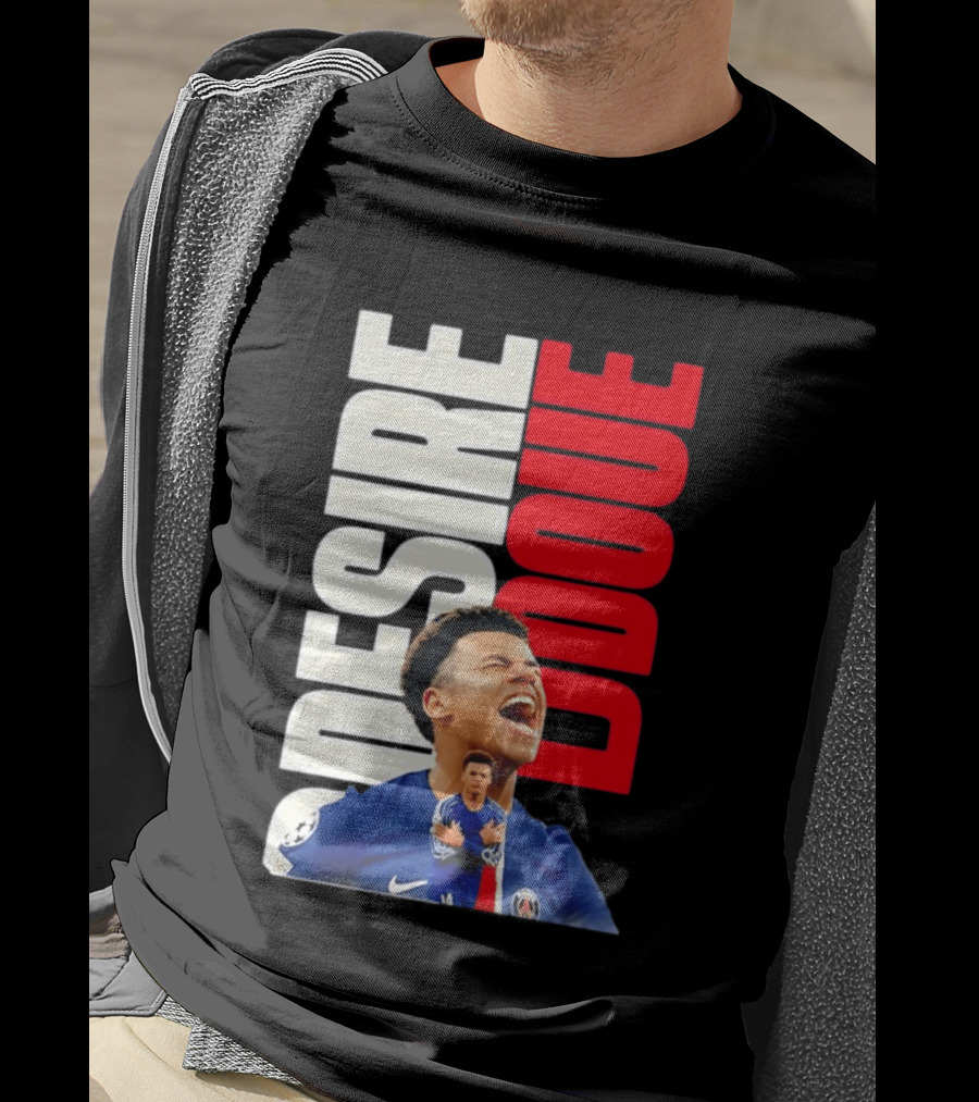 Désiré Doué Celebrating PSG Paris Saint Germain Player T-Shirt