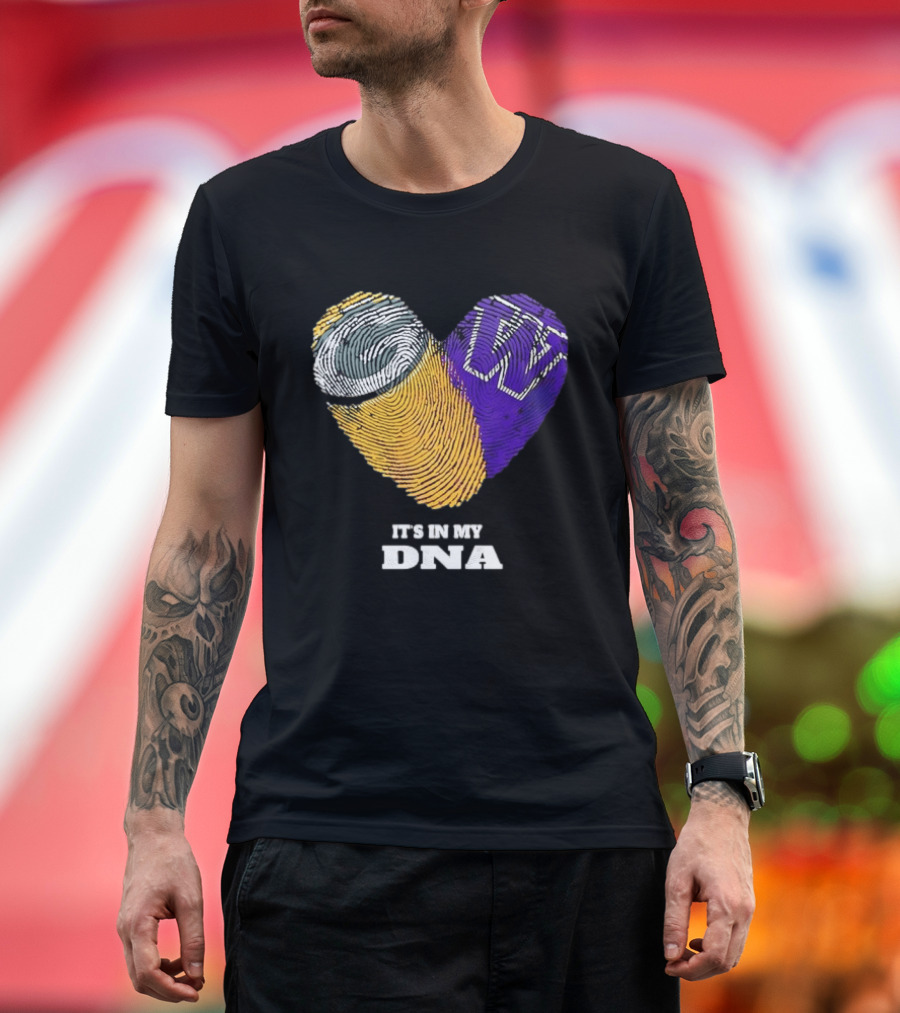 Green Bay Packers Washington Huskies Fingerprint Heart It's In My DNA T-Shirt