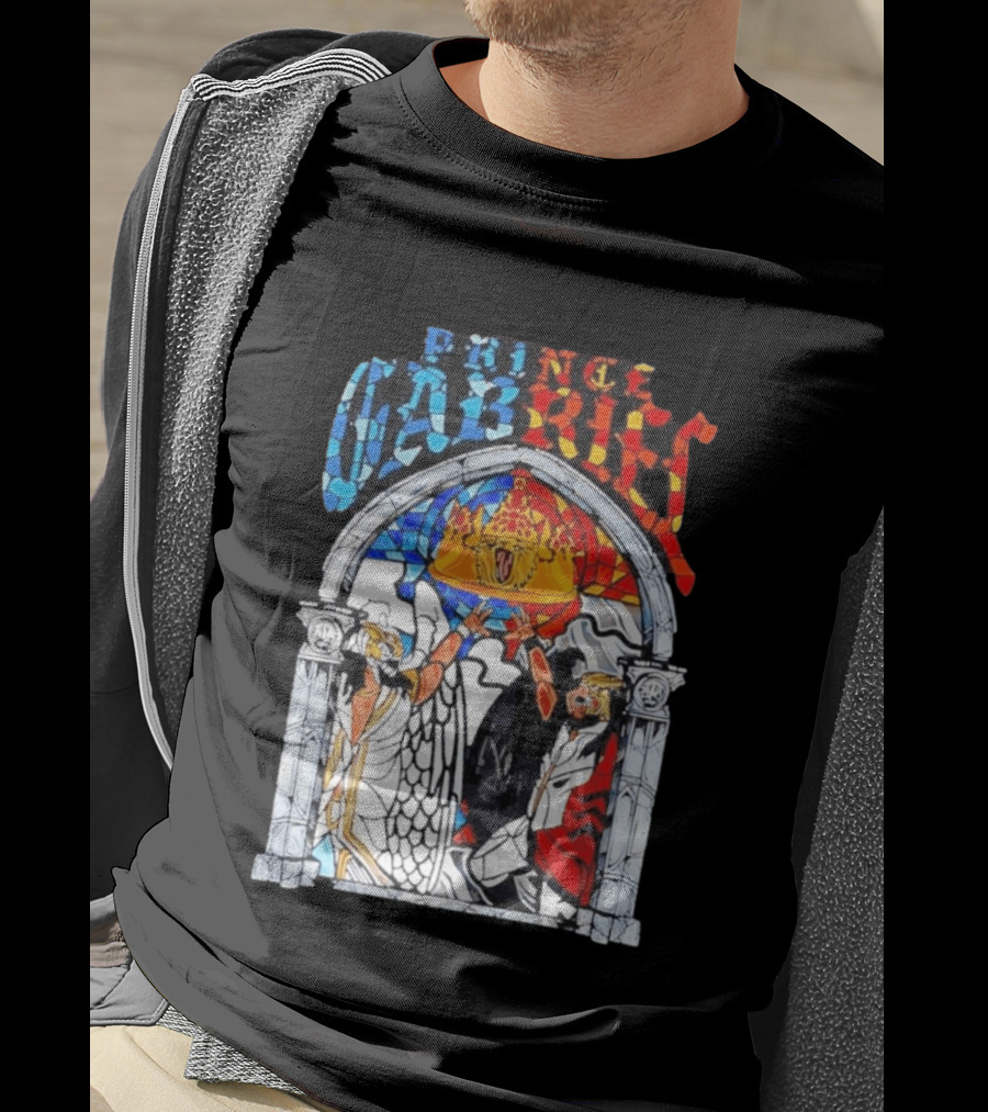 Prince Gabriel Stained Glass Window Kings Crown Angels T-Shirt