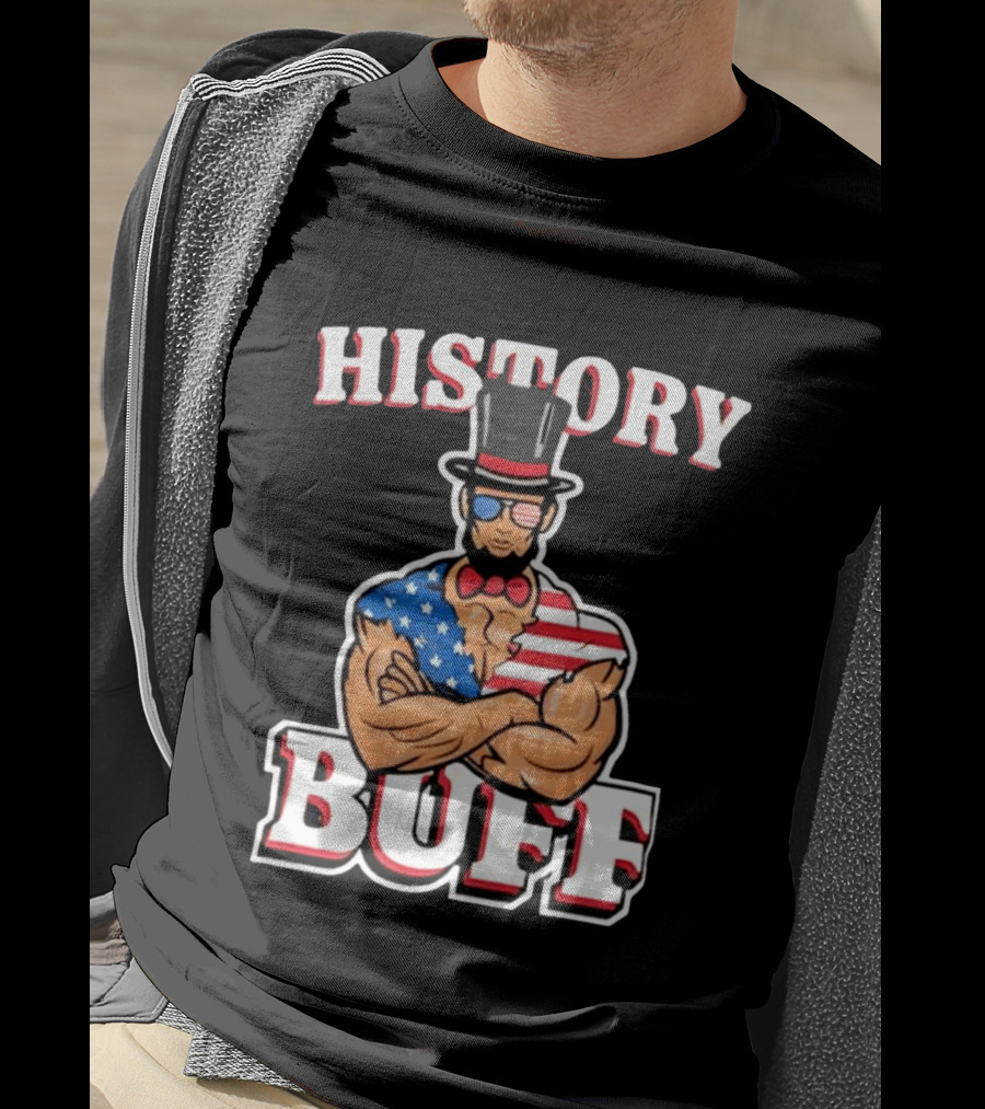 History Buff Abraham Lincoln Gym Bro American Flag Muscle T-Shirt