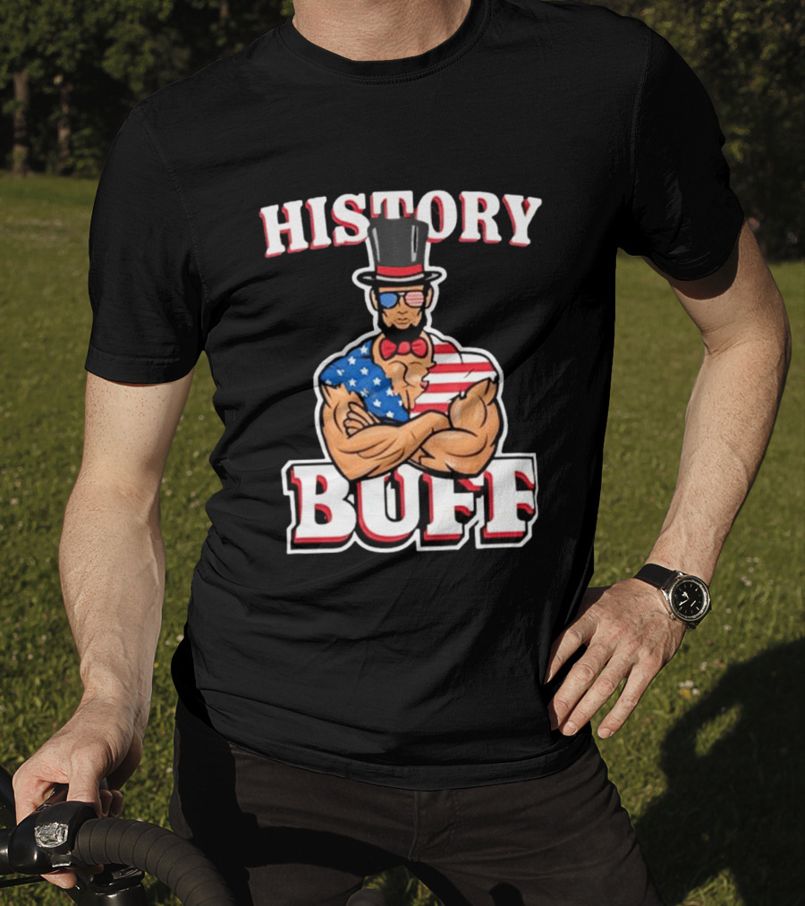 History Buff Abraham Lincoln Gym Bro American Flag Muscle T-Shirt