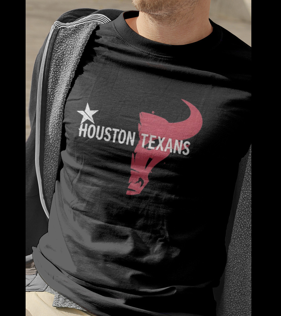 Houston Texans Distressed Star Bull Head T-Shirt