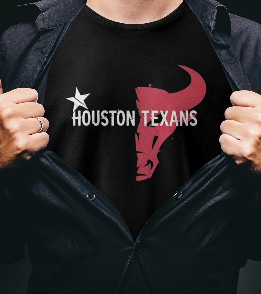 Houston Texans Distressed Star Bull Head T-Shirt