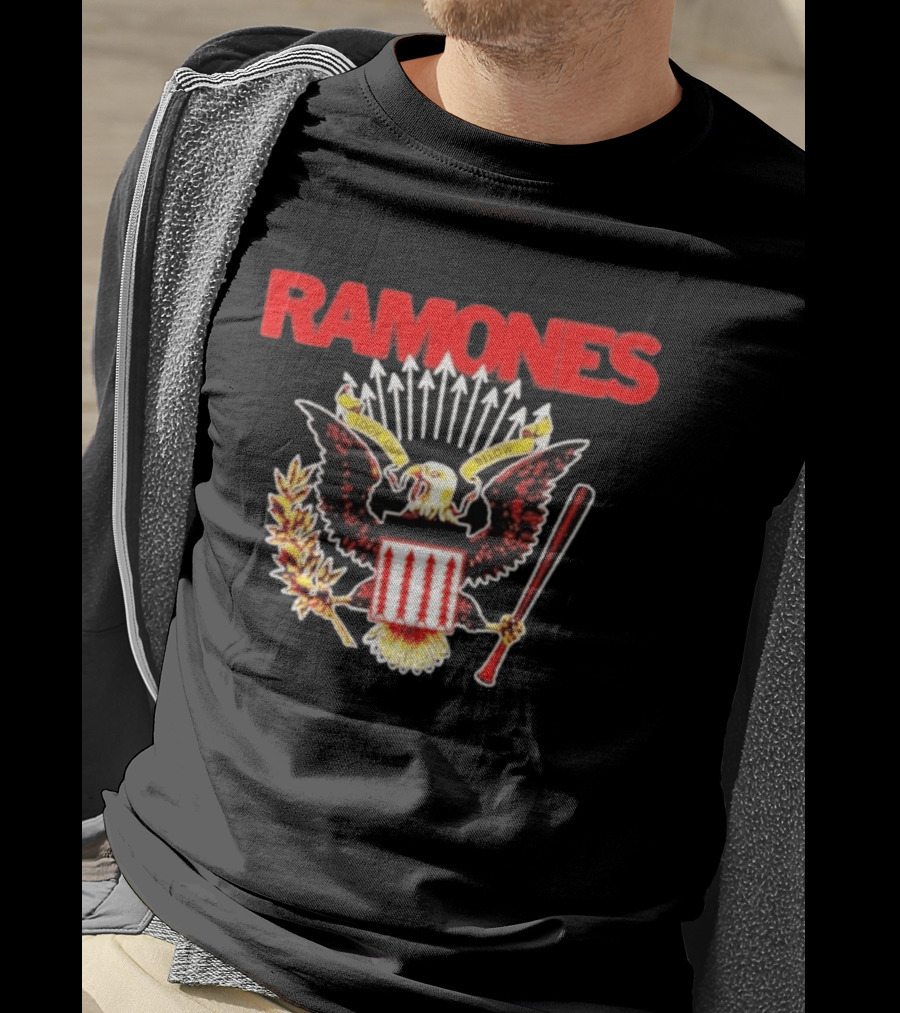Ramones Look Out Below Punk Rock Eagle Crest T-Shirt