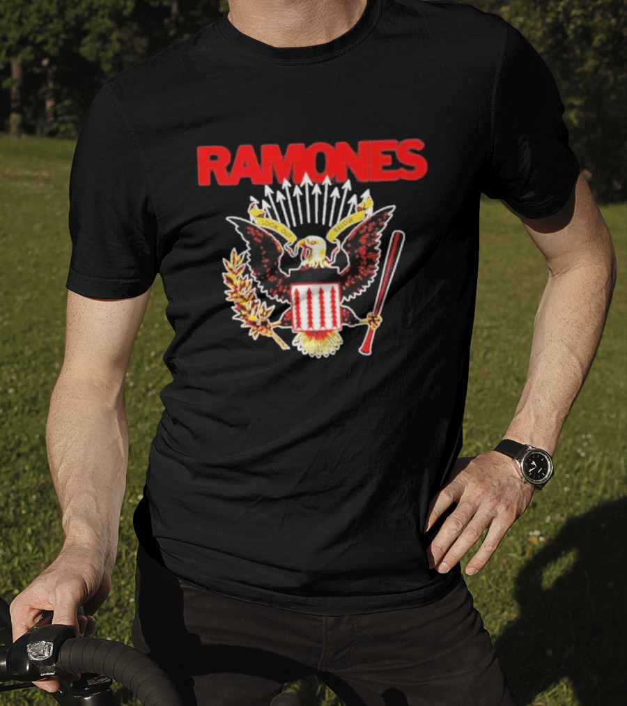 Ramones Look Out Below Punk Rock Eagle Crest T-Shirt