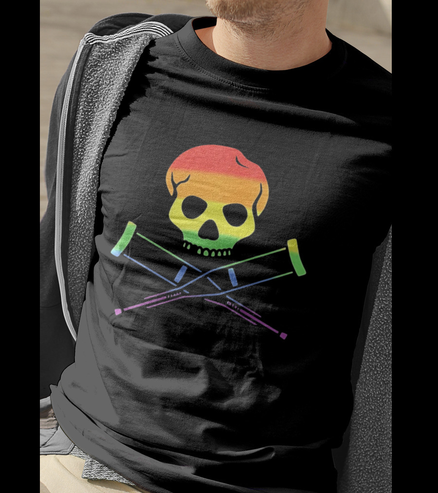 Skull With Crutches Rainbow T-Shirt
