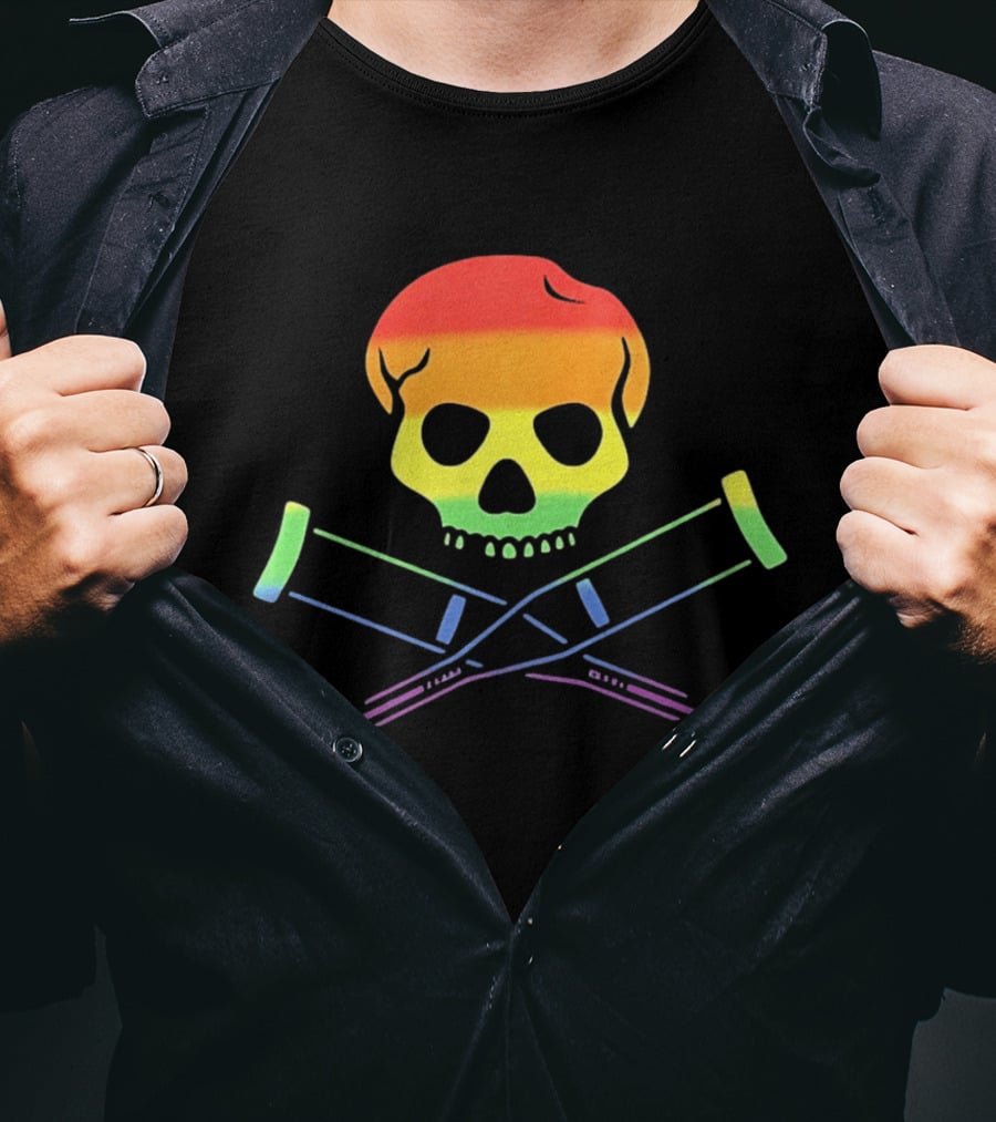 Skull With Crutches Rainbow T-Shirt