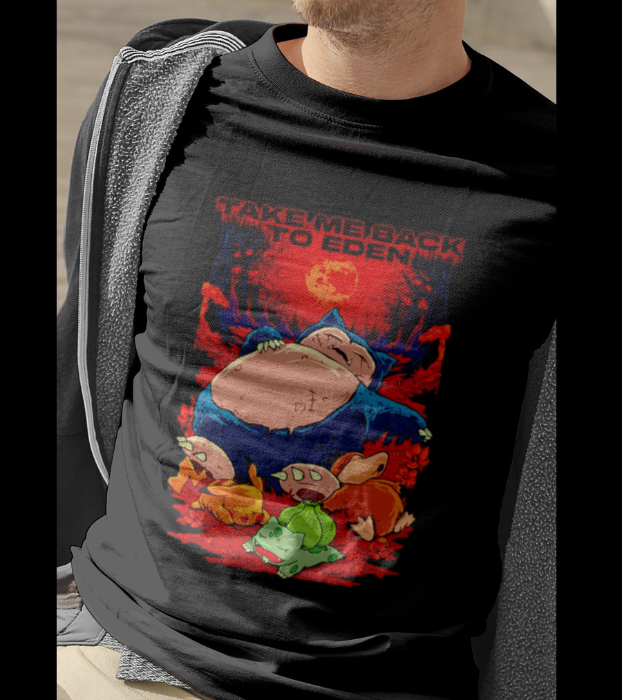 Snorlax Pikachu Bulbasaur Take Me Back To Eden Fantasy Forest T-Shirt
