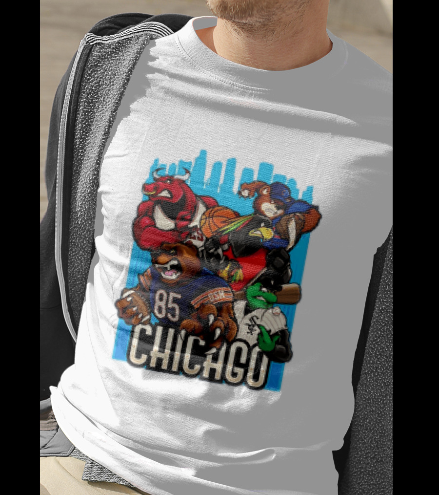 Chicago Bulls Bears Blackhawks Cubs White Sox Sports Team Characters T-Shirt