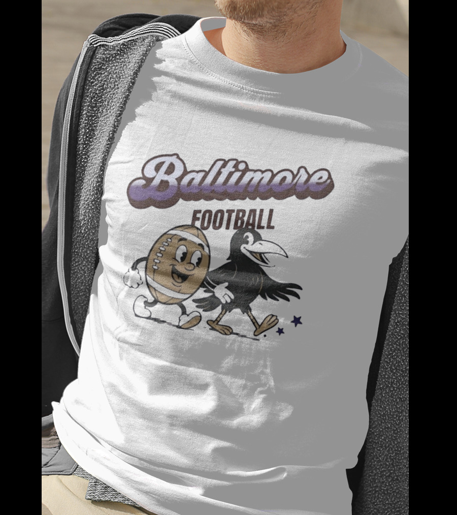 Baltimore Football Raven Walking Team Vintage Cartoon T-Shirt
